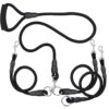Heavy Duty 3 Dog Leash No Tangle Multiple Dog Leash Triple Dog Leash(30-200 Lbs) Double Dog Leash for 2 Dogs,360°Swivel 3 Way Dog Leash Interchangeable Two Dog Leash with Hand-Protected Handle L / For 20LBs - 150LBs Dogs Black 20 61zgPJihIKL