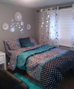Mi Zone Comforter Set Fun Bedroom Décor - Modern All Season Polka Dot Print, Vibrant Color Cozy Bedding Layer, Matching Sham, Decorative Pillow, Full/Queen, Leopard Teal 4 Piece 45 61zgVly7H8L
