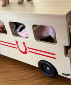 Melissa & Doug Horse Carrier Wooden Vehicle Play Set With 2 Flocked Horses and Pull-Down Ramp - Horse Figures, Wooden Horse Trailer Toy For Kids Ages 3+ 23 61zhEz6XQBL