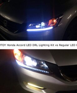 iJDMTOY Compatible With 2013-2015 Honda Accord Sedan, Set of Xenon White LED Even Illuminating Daytime Running Light Retrofit Kit, Fit Inside Parking Lamp Housing 29 61zi9bAVxfL