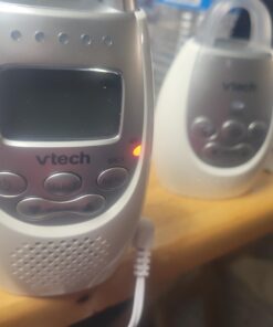VTech DM221 Audio Baby Monitor with up to 1,000 ft of Range, Vibrating Sound-Alert, Talk Back Intercom & Night Light Loop, White/Silver Monitor with One Parent Unit 37 61zjZyKieDL