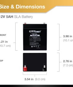 Alternative view of ExpertPower EXP1250 12V 5Ah Home Alarm Battery with F1 Terminals