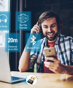 ZEXMTE USB Bluetooth Adapter 5.0 Bluetooth Dongle Bluetooth Receiver for PC Windows 10/8/7 for Desktop, Laptop, Mouse, Keyboard, Headsets, Speakers Black Gold 27 61zoxy3bg1L