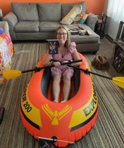 INTEX Explorer Inflatable Boat Series: Dual Air Chambers – Welded Oar Locks – Grab Handles – Bow Rope – Sporty Design Explorer 200 Set 34 61zp 0pGoBL