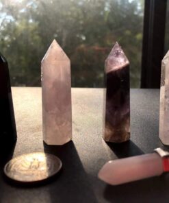Healing Crystal Wands,2" Amethyst Crystal, Rose Quartz,Clear Quartz and Black Obsidian£¬6 Faceted Reiki Chakra Stones 4 pcs Pink,clear Quartz,black Obsidian,amethyst 2" Tall 61 61zsGsEieFL