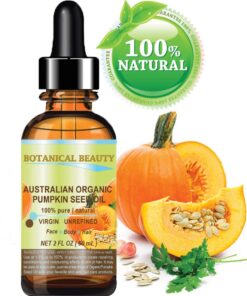 Botanical Beauty ORGANIC PUMPKIN SEED OIL Australian. 100% Pure Natural Unrefined Cold Pressed Carrier Oil. 2 Fl.oz.- 60 ml. For Skin, Hair, Lip, Nails. Richest Sources of Vitamins A, C, E, K 14 61zuZfCV9OL