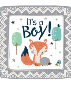 Alternative view of It's a Boy Woodland Baby Shower Paper Dessert Plates and Paper Napkins, 16 Servings, Bundle- 3 Items