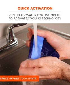 Ergodyne Chill Its 6700CT Cooling Bandana, Lined with Evaporative PVA Material for Fast Cooling Relief, Tie for Adjustable Fit, Blue Solid Blue Each 12 61zxMNaqC0S