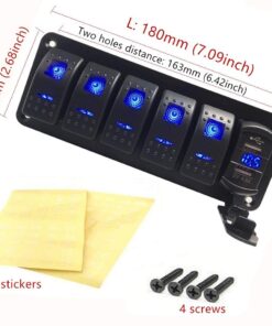 Alternative view of Switchtec 2 3 5 7 Gang Rocker Switch Aluminum Panel with 4.8 Amps Dual USB Rocker Style Fast Charger with Voltmeter, Blue Backlit Led, Pre-Wired for Marine, Boat, Car, Truck