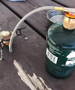 Kbrotech Camping Stove Adapter 1LB Propane Small Tank Input and a Lindal Valve EN417 Output Outdoor Cylinder LPG Canister Convert (Brass) Gold 23 71 0S3DRehL