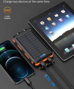 Alternative view of Mregb Power Bank,Solar Charger,36800mAh 5V3.1A QC 3.0 Dual 2 USB Port Built-in Powerful Flashlight IPX7 Waterproof Dustproof Shockproof(Deep Orange) Deep Orange