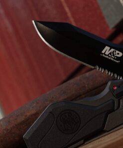 Smith & Wesson SWMP4LS 8.6in S.S. Assisted Folding Knife with 3.6in Serrated Clip Point Blade and Aluminum Handle for Outdoor Tactical Survival and EDC , Black 35 71 2TYC6qTL