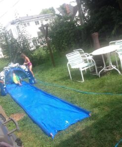 Jilong Outdoor Inflatable 16 Foot Slip and Slide Icebreaker Water Slide with Racing Raft and Water Sprayer for Ages 4 and Up, Blue 20 71 4MfSAvUL