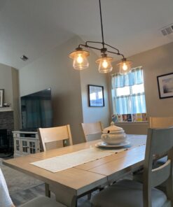 Globe Electric 64845 Nate 3-Light Pendant, Oil Rubbed Bronze, Clear Glass Shades, Bulb Not Included Without Bulb Oil Rubbed Bronze (3-Light) 52 71 4k3WiKCL