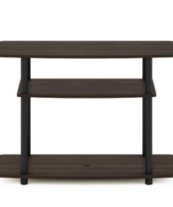 Furinno Turn-N-Tube No Tools 3-Tier Entertainment Center TV Stand for TV up to 32 Inch, Plastic Round Tubes, Dark Brown/Black 32-Inch Plastic Poles 23 71 5nviS43L