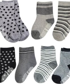 Alternative view of Kakalu 6 Pairs Assorted Non Skid Ankle Cotton Socks Baby Walker Boys Girls Toddler Anti Slip Stretch Knit Stripes Star Footsocks Sneakers Crew Socks with Grip for 16-36 Months Baby One Size Multicolore