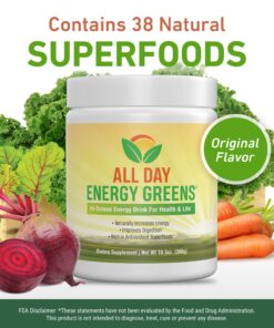 IVL - All Day Energy Greens - Supplement Powder Mix Drink, Greens Powder Superfood, Juice and Smoothie Mix - Super Greens Blend for Optimal Nutrition, Energy & Digestion, Green Juice Superfood Boost 15 71 6qv2bzyL