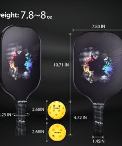 niupipo Pickleball Paddles, USAPA Approved Pro Graphite Pickleball Paddle/Paddles Set, Polypropylene Honeycomb Core, Cushion 4.72In Grip, Portable Bag/Paddle Cover, Lightweight Pickleball Racket Black 20 71 78kBb1NL