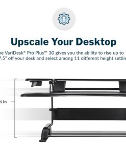 Vari - VariDesk Pro Plus 30 - Height Adjustable Standing Desk Converter for Home Office - Sit to Stand Desk with 11 Height Settings, Spring-Assisted Lift, and Weighted Base - Fully Assembled, Black 9 71 7VP0RexS