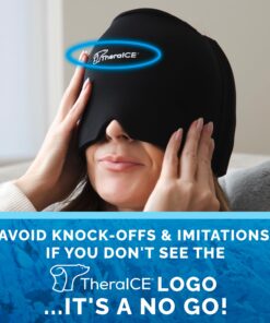 TheraICE Migraine Relief Cap, Cooling Gel Hat, Soothing Headache Ice Pack Mask Products, Face Cold Compress Head Wrap for Tension & Stress Original 1.0 21 71 7diLXHL