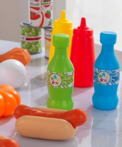 KidKraft 115-Piece Deluxe Tasty Treats Pretend Play Food Set, Plastic Grocery and Pantry Items, Gift for Ages 3+ 44 71 8OIdWmdL