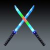 JOYIN 2 Packs Toys Ninja Swords for Kids with Motion Activated Clanging Sounds Vibrant Blue and Multi Color Deluxe Play Sword for Halloween Party, Costume Accessories 9 71 8z3YbiHL
