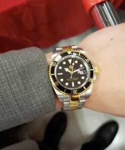 FANMIS Mens Luxury Watches Rotatable Bezel Sapphire Glass Luminous Quartz Silver Gold Two Tone Stainless Steel Watch Gold Black 38 71 97mey1L