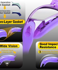 Yizerel Swim Goggles, 2 Pack Swimming Goggles for Adult Men Women Youth Kids Child Purple/Gray(mirrored) 10 71 9CLL3vQL