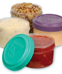 Sistema 4-Piece Salad Dressing and Condiment Containers with Lids for Lunch, Dishwasher Safe, 1.18-Ounce, Assorted 35 71 ArW5 wTL