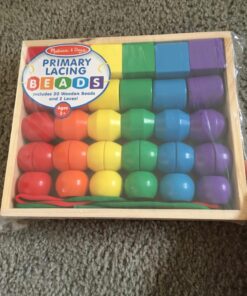 Melissa & Doug Primary Lacing Beads - Educational Toy With 30 Wooden Beads and 2 Laces - Beads For Toddlers, Fine Motor Skills Lacing Toys For Toddlers And Kids Ages 3+, 8inx8inx2in, Multi 38 71 BtE8QZPL
