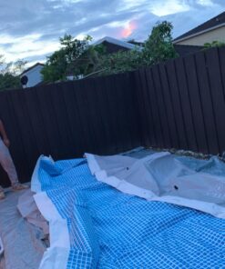 Intex 26795EH Prism Frame 16.5ft x 9ft x 48in Outdoor Above Ground Oval Swimming Pool Set with Filter Pump, Pool Cover and Ladder, Gray 16.5ft x 9ft x 48in / Oval 54 71 CDdGQ24L