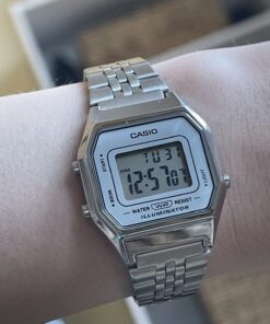 Casio Ladies Mid-Size Silver Tone Digital Retro Watch LA-680WA-7DF 30 71 EI8W490L