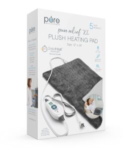 Pure Enrichment® PureRelief™ XL Heating Pad - 12" x 24" Electric Heating Pad for Back Pain & Cramps, 6 Heat Settings, FSA/HSA Eligible, Soft Machine Wash Fabric, Auto-Off & Moist Heat (Charcoal Gray) 36 71 EsUfnVL