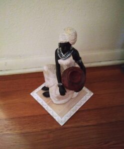 Deco 79 Polystone Woman Sitting African Sculpture with Red Water Pot, 6" x 6" x 10", Cream 6" x 6" x 10" 35 71 FW8mfugL
