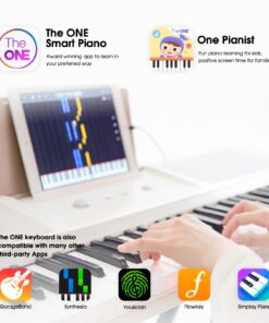 The ONE Keyboard Piano, 61 Key Piano Keyboard for Beginner/Professional, Electric Piano w/Lighted Keys, Music Stand & Piano App, Supports USB MIDI/Audio/Microphone/Headphones/Sustain Pedal Onyx Black 19 71 Ft1vEG8L
