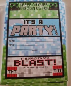 POP parties Pixel Party LARGE Invitations - 12 Invitations + 12 Envelopes - Double Sided - Made in the USA Brights 10 71 GJXRB3oL
