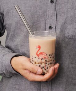 ALINK Reusable Boba Straws with Case and Cleaning Brush, 4-Pack Extra Wide Stainless Steel Metal Bubble Tea Straw for Smoothie, Shakes, Tapioca Pearl, 12 mm x 9 inch Silver 31 71 GuAaaHL