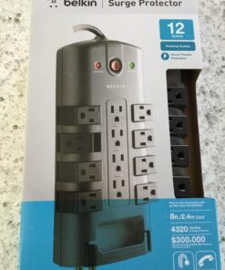 Belkin Surge Protector Power Strip w/ 8 Rotating & 4 Standard Outlets - 8ft Sturdy Extension Cord w/ Flat Pivot Plug for Home, Office, Travel, Desktop & Charging Brick - 4320 Joules of Protection 1 Pack 38 71 HN1LpzL