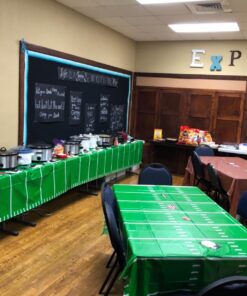 Beistle Plastic Game Day Football Tablecover for Rectangle Tables Sports Tableware Touchdown Tailgate Party, 54" x 108", Green/White 1 Pack 26 71 HZ6jeP8L