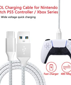 Alternative view of DTOL Charger Charging Cable for PS5 Controller, Xbox Series X, Xbox Series S Controller, Replacement USB C Cord Nylon Braided Type-C Ports Accessories for Nintendo Switch 2 Pack 10 Feet White