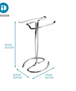 iDesign Metal Hand Towel Rack, The Axis Collection – Holds 2 Hand Towels, 7.75” x 6.25” x 13.5”, Chrome 30 71 K4zv5DL