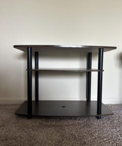 Furinno Turn-N-Tube No Tools 3-Tier Entertainment Center TV Stand for TV up to 32 Inch, Plastic Round Tubes, Dark Brown/Black 32-Inch Plastic Poles 32 71 LUohTZL