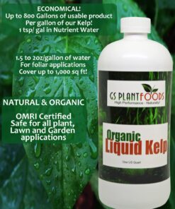 Organic Kelp Fertilizer by GS Plant Foods - Omri Listed(1 Gallon) - Liquid Kelp Concentrate for Gardens, Lawns & Soil Yields 800+ gallons 1 Gallon 26 71 LtWE WAL