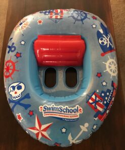 SwimSchool Lil’ Skipper Baby Boat – 6-18 Months – Inflatable Baby Pool Float with Adjustable Backrest and Safety Seat – Blue/Red Blue,red 23 71 MDXIlETL