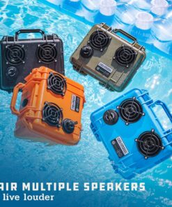 DemerBox DB2: Waterproof, Portable, and Rugged Outdoor Bluetooth Speakers. Loud Sound, 40+ hr Battery Life, Dry Box + USB Charging (Pesaro Green) Pesaro Green 25 71 MmCtie3L