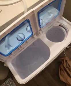 Giantex Portable Mini Compact Twin Tub Washing Machine 20lbs Washer Spain Spinner Portable Washing Machine, Blue+ White 44 71 NAwHwcJL