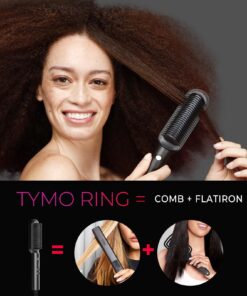 Hair Straightener Brush, TYMO Ring Hair Straightener Comb Straightening Brush for Women with 5 Temps 20s Fast Heating & Dual Voltage Black 27 71 NMdFOP3L