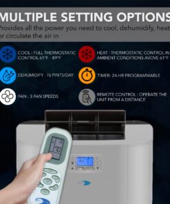 Whynter Elite ARC-122DHP 12,000 BTU Dual Hose Portable Air Conditioner and Portable Heater with Dehumidifier and Fan for Rooms Up to 400 Sq Ft, Includes Storage Bag, Silver Cooling & Heating 23 71 O7Fn0 qL