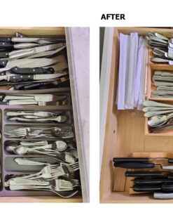 Bellemain 100% Pure Bamboo in Drawer Knife Block | Knife Drawer Organizer | Store Knives Safely with The Blades Down | Storage Solution for Your Kitchen | Knife Organizer Drawer Insert 56 71 P0EI8JfL