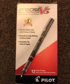 Pilot, Precise V5, Capped Liquid Ink Rolling Ball Pens, Extra Fine Point 0.5 mm, Black, Pack of 12 37 71 P6eM9TTL
